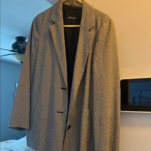 Madewell Black and White Houndstooth Blazer
